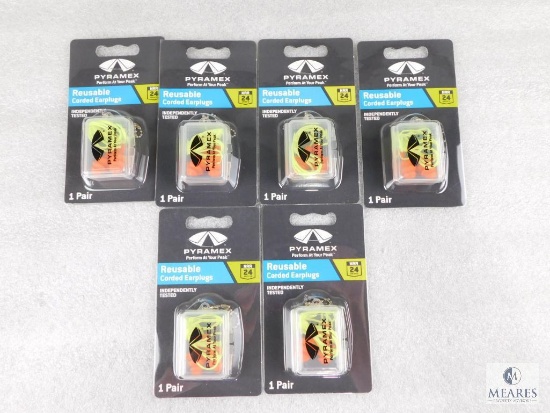 Six Pairs of Reusable Corded Earplugs In Hard Carrying Case