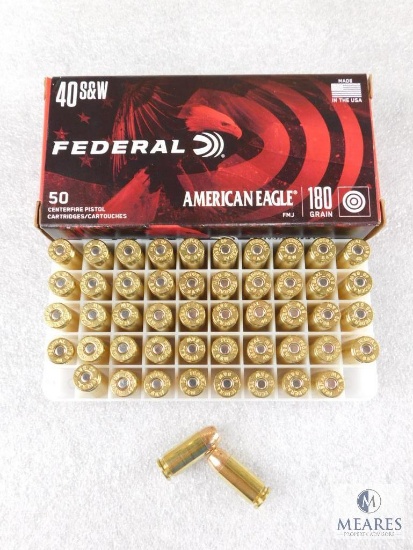 50 Rounds Federal American Eagle 40 S&W 180 Grain FMJ