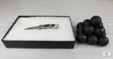 Leader Stainless Knife with Indian Head Enamel Handle Includes Display Box Includes Cannon Ball