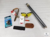 Lot of Safety Goggles, Leather Pet Collar, Whistle and Tripod