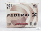 325 Rounds federal 22LR 40 Grain