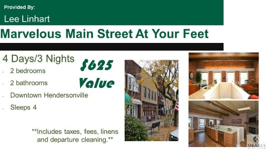Down Town Hendersonville 3 nights stay (excludes October)