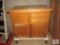 Wood Work Cabinet on Rollers with Thick Wood Counter Top