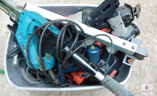 Tote Full of Assorted Battery and Electric Power Tools
