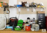 Counter & Shelf Lot - Power Tools, Assorted Lighting, Spring Clamps, Consumables and More