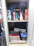 Two Door Cabinet FULL of Assorted Tools and Supplies