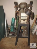 Lot of Two Bench Grinders on Stands and Assorted Scrap Metal