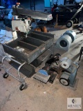 Radial Arm Saw on Rolling Cart and Two Vertical Sanders