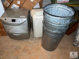 Lot Two Dehumidifiers, Metal Trashcans and Assorted Empty Gun Boxes