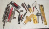 Assorted Tool Lot - Drill & Auger Bits, Crimpers, Pipe Wrench, File, Pliers and More
