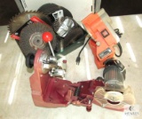 Large Lot of Grinding, Buffing, Cutting, Two Chain Sharpeners and Bench Grinding Wheels