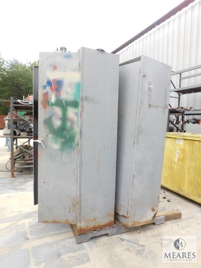 Group of Two Two-Door Metal Cabinets with Contents