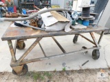Rolling Metal Work Table with Contents