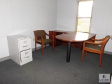 Desk, Chairs, Filing Cabinet