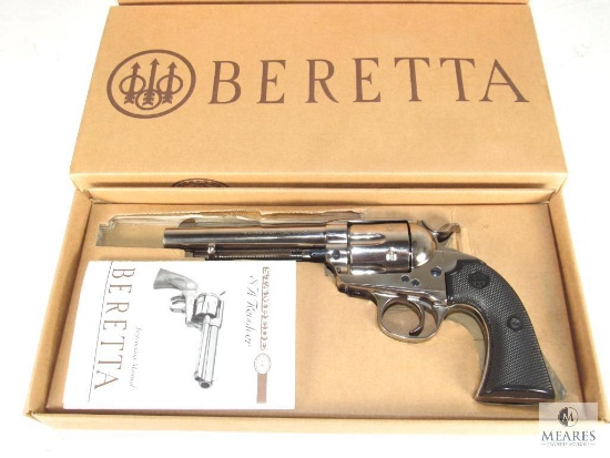 Gorgeous New Uberti Beretta Stampede Model 4411 Bisley .45 Colt Nickel Revolver