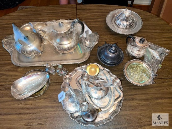 Large Lot of Silver-plate Serving Pieces