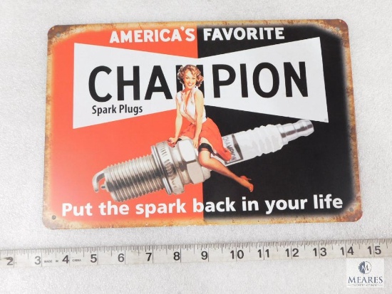 Champion Spark Plug Tin Advertising Sign