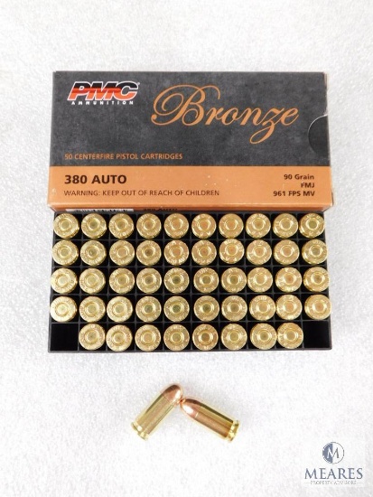 PMC 50 Rounds 380 acp Ammo 90 Grain FMJ