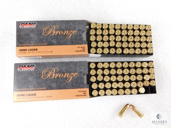 PMC 100 Rounds 9mm Ammo 115 Grain FMJ