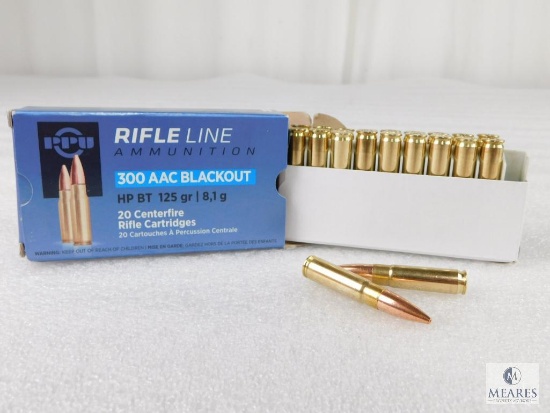 Prvi Partizan 20 Rounds 300 Blackout Ammo 125 Grain Hollow Point Boat Tail