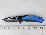 New Police Tactical Folder with Spring Assist, Seat Belt Cutter, Glass Breaker and Clip for Carry