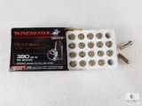 20 Rounds Winchester Defender .380 Auto 95 Grain Bonded Jacketed Hollow Point Ammo
