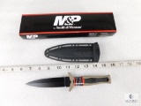 New Smith & Wesson M&P Double Edge Boot Knife Tan & Black SWMPF3BR