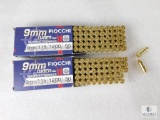 100 Rounds Fiocchi 9mm Luger 115 Grain FMJ 1200 FPS Ammo