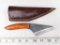 Fixed Blade Knife With Wood Handle and Leather Sheath