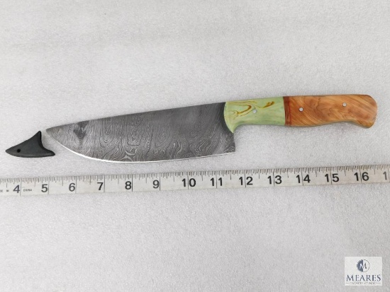 Fixed Blade Damascus Knife With Laminate and Resin Handle