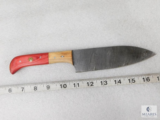 Fixed Blade Damascus Knife With Laminate Wood Handle