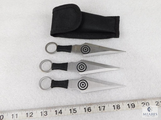 Set of Three Perfect Point Throwing Knives With Nylon Sheath