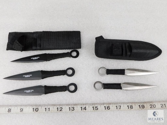 Two Sets of Throwing Knives With Nylon Sheath
