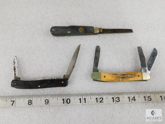 Lot of Three Vintage Pocket Knives Includes Case and Imperial