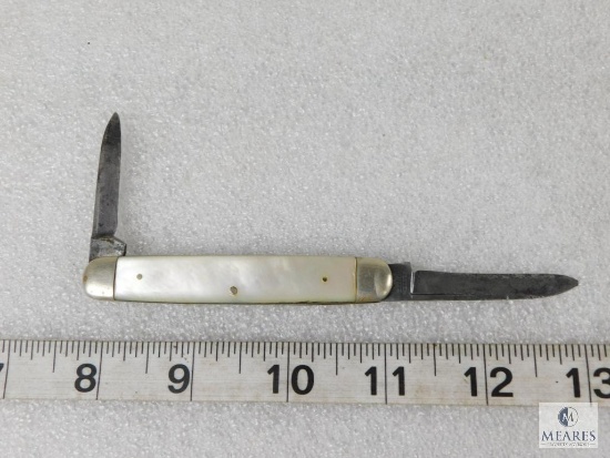 Vintage Ulster Equal End Pen Folder Knife With Mother of Pearl Handles