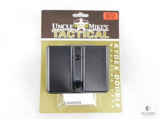 New Uncle Mike's Tactical Kydex Double Magazine Case Single Row Belt Loop