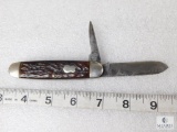 Remington Swell End Two Blade Folder Knife Jigged Black Bone Handle