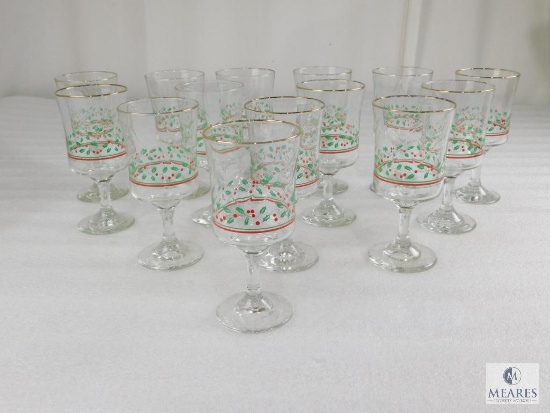 14 Piece Holiday Christmas Glass Stems