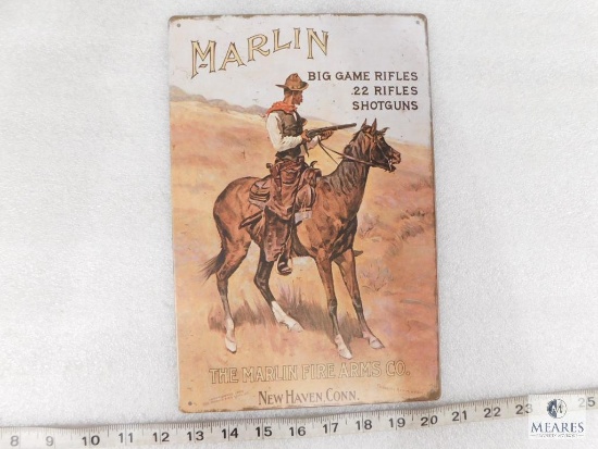 Marlin Firearms Tin Advertising Sign. Great for a Man Cave or Shop