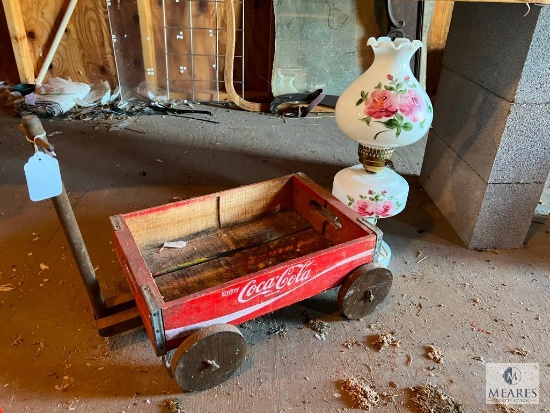 Coca-Cola Crate Wagon and Gone with the Wind Style Lamp