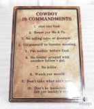 New Cowboy 10 Commandments Embossed Tin Sign 17
