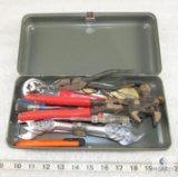 Vintage Metal Box with Assortment of Hand Tools