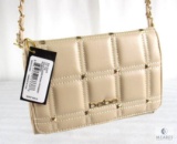 New Bebe Chica Studded Crossbody Purse WIth Phone Pocket in Almond and Gold Tone