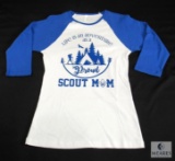 Scout Mom Adventure Shirt white with blue details Raglan Style Sz Large