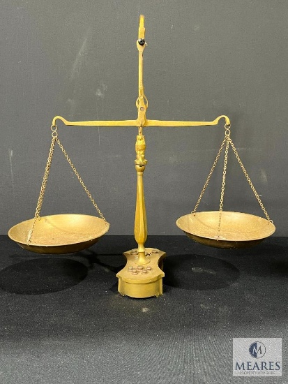 Antique Brass Balance Scales with All Weights