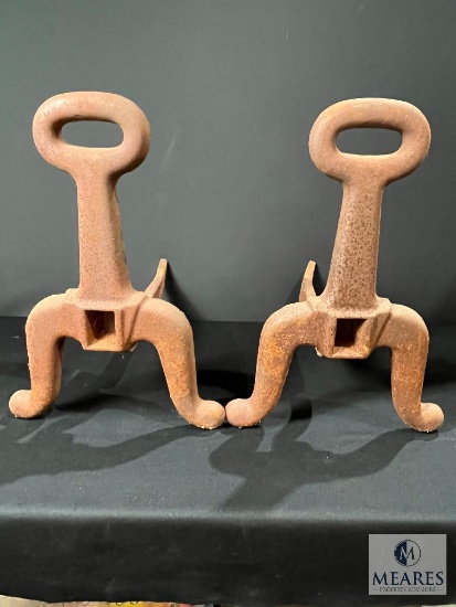 Pair of Vintage Iron Fire Dogs