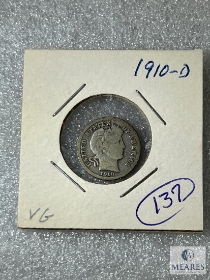 1910-D Barber Dime, VG