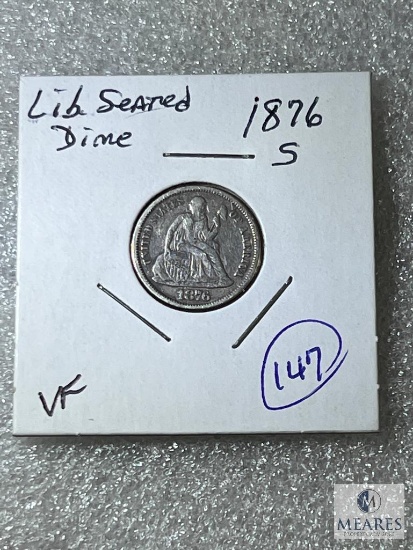 1876-S Liberty Seated Dime, VF