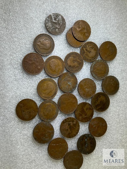 25 - 1920's British 1/2 Cents