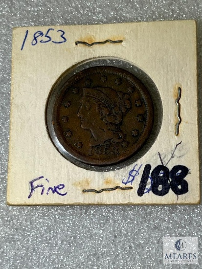 1853 Large Cent, Fine